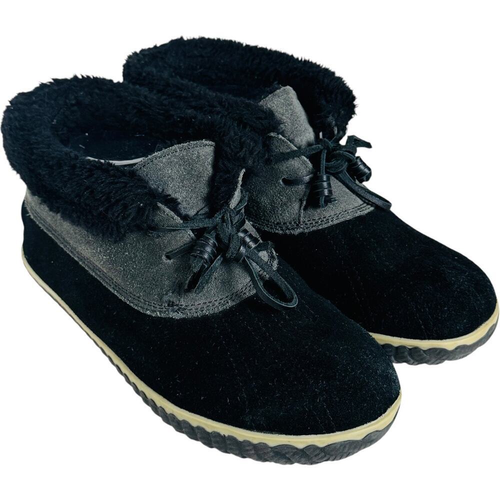 Sperry Top Sider Women's Elayna Duck Black Suede Sherpa Lined Boots Size 10